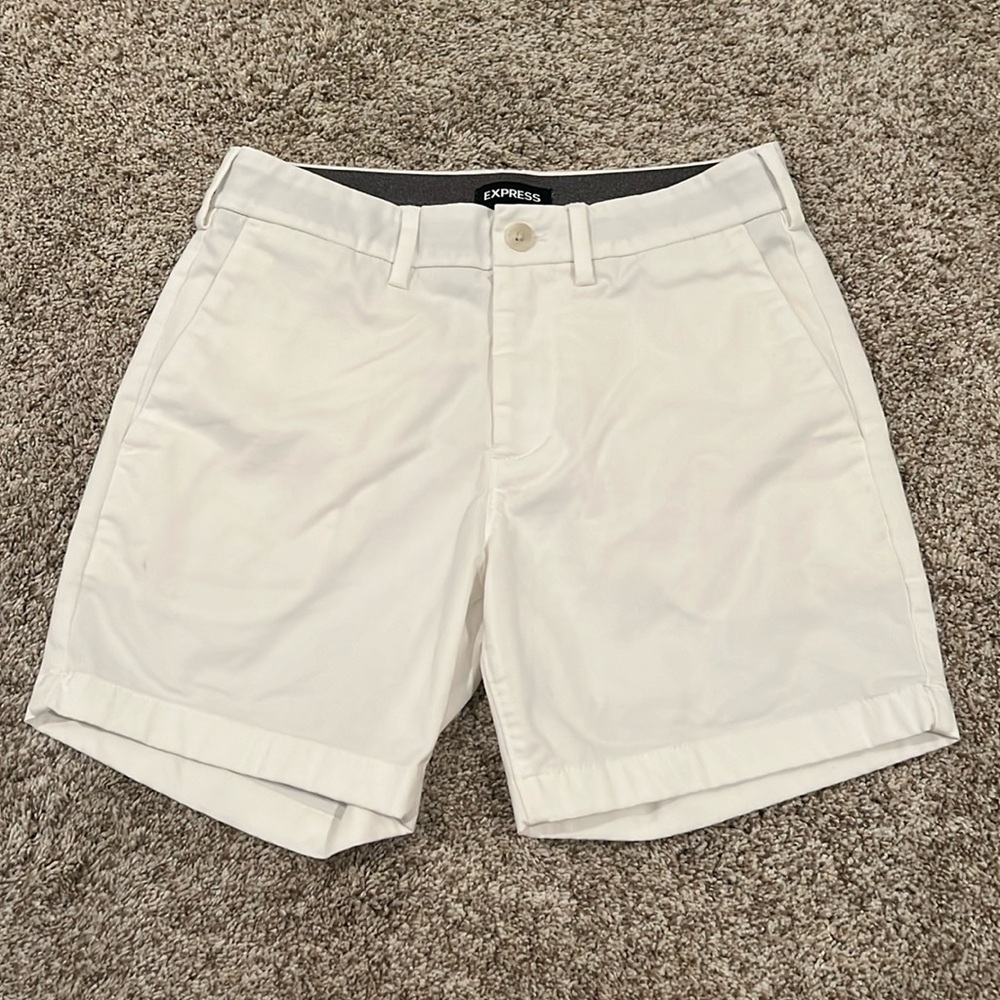 Express white chino shorts 6 inch inseam waist 28, great condition, worn once
